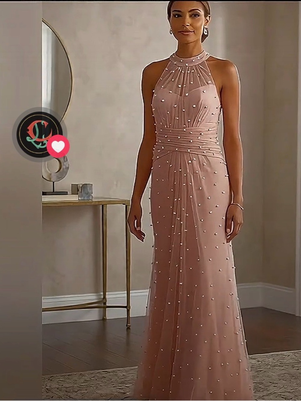 Authentic Adrianna Papell
Halter Glitter Mesh Gown Style No. ( AP1E209531 )